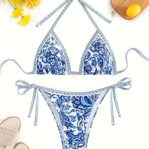 Blue Floral Bikini Set